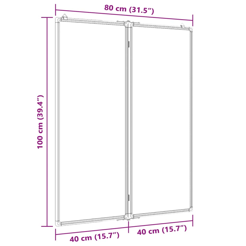 vidaXL Tableau blanc magnétique pliable 80x100x1,7 cm aluminium