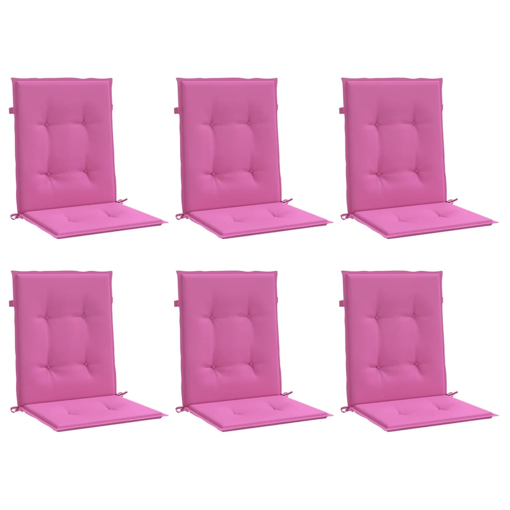 vidaXL Coussins de chaise à dossier bas lot de 6 rose tissu