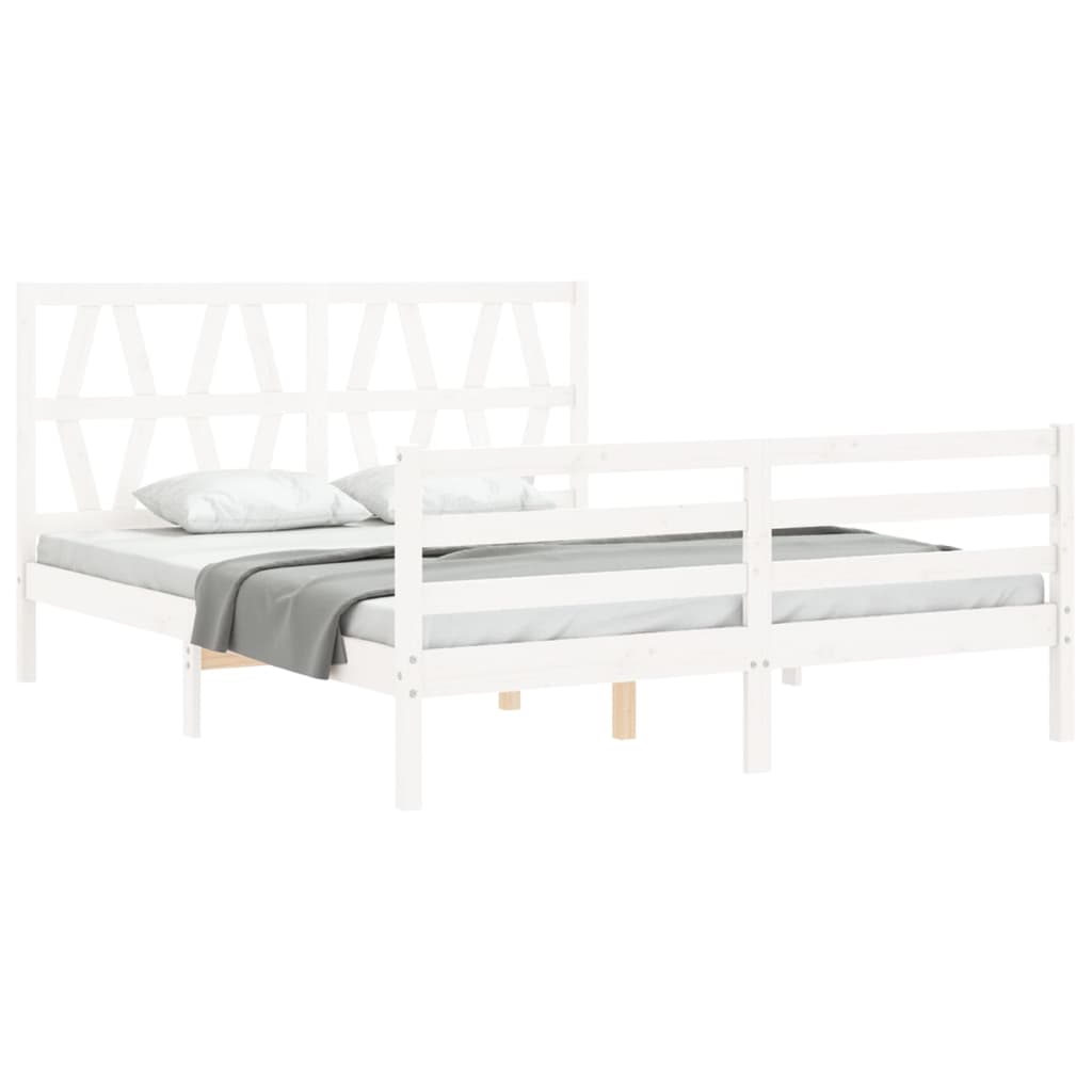 vidaXL Cadre de lit sans matelas blanc bois de pin massif