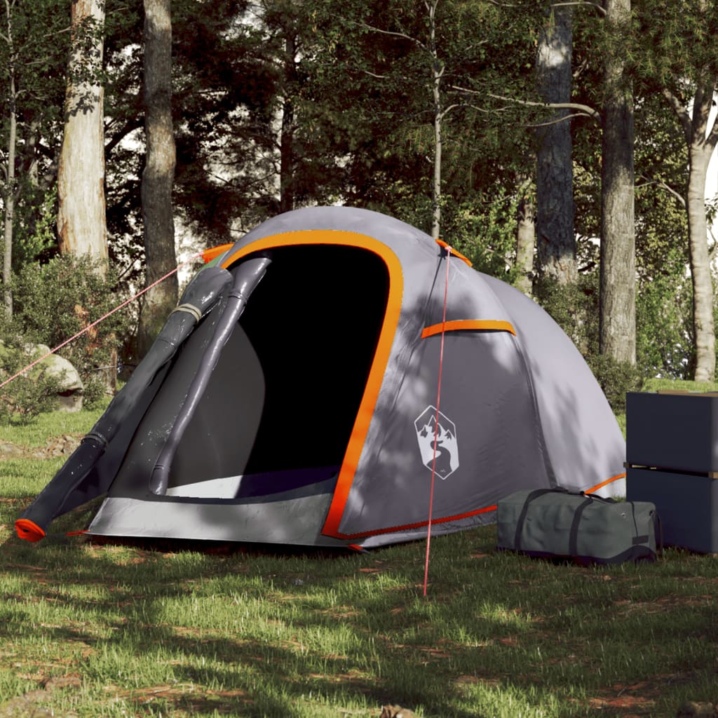 vidaXL Tente de camping tunnel 2 personnes gris et orange imperméable