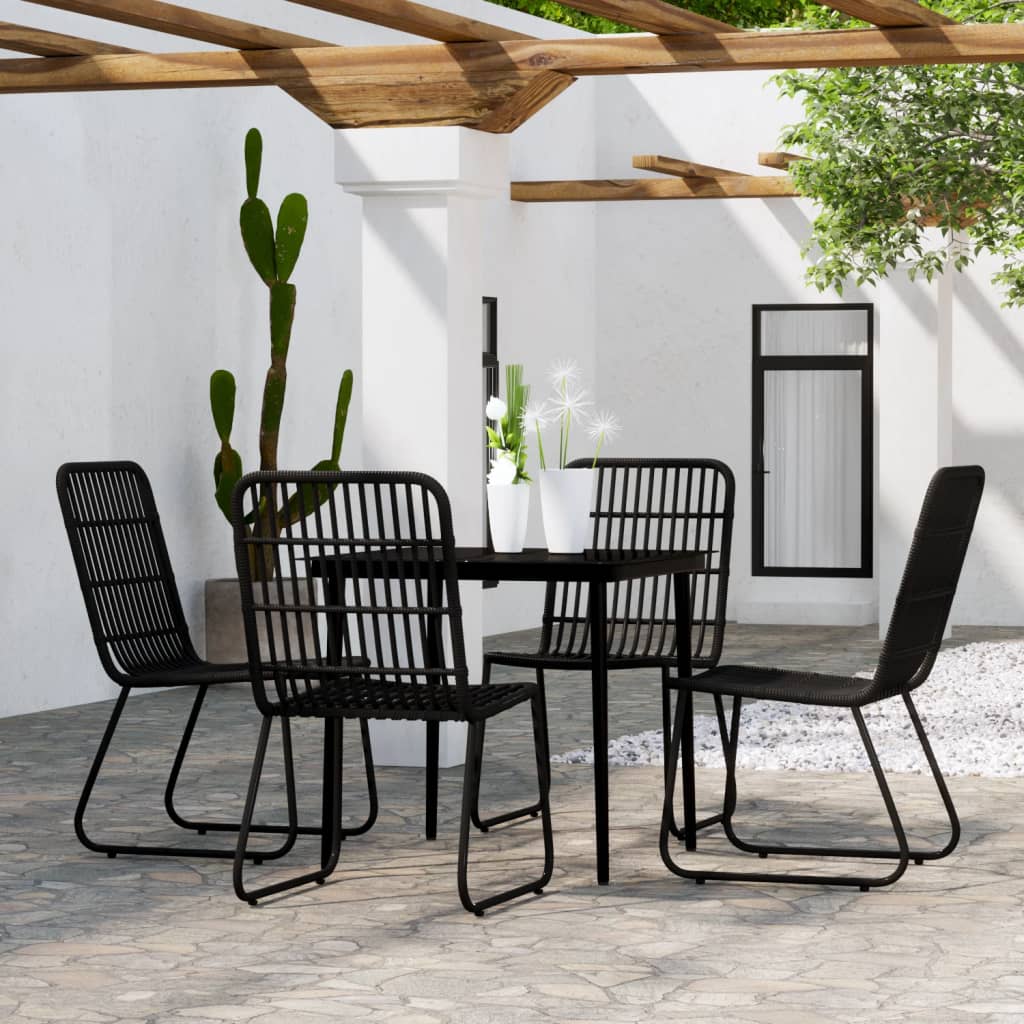 vidaXL Ensemble à manger de jardin 5 pcs Noir