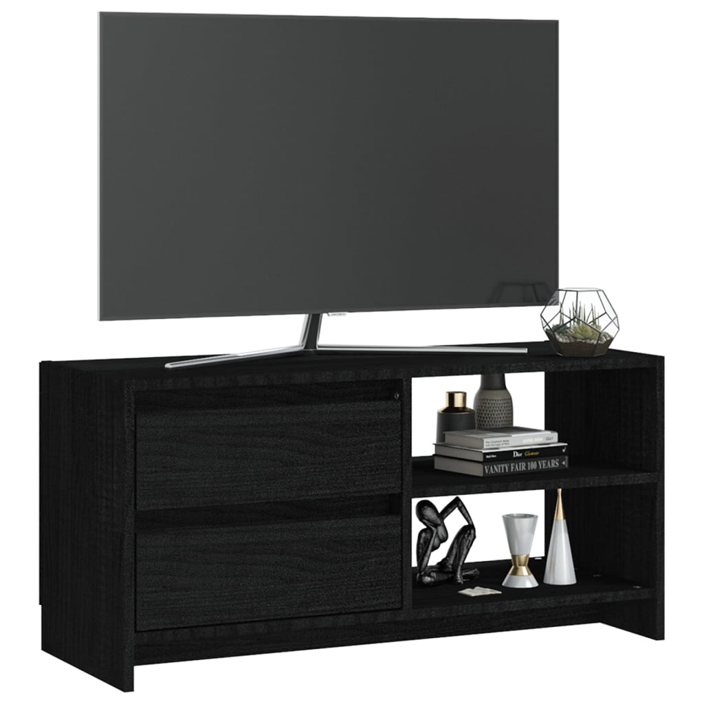 vidaXL Meuble TV Noir 80x31x39 cm Bois de pin massif