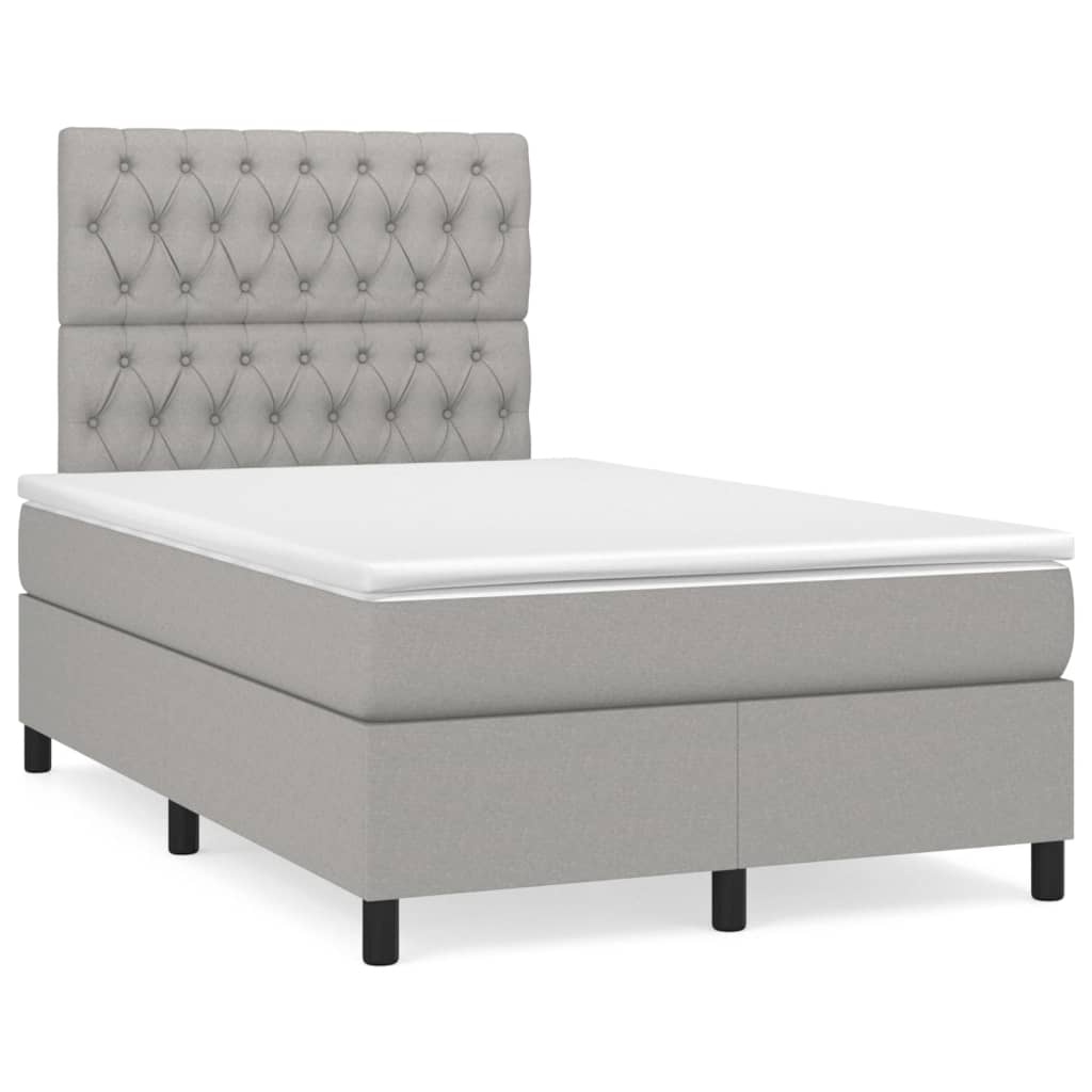 vidaXL Sommier à lattes de lit avec matelas Gris clair 120x200cm Tissu