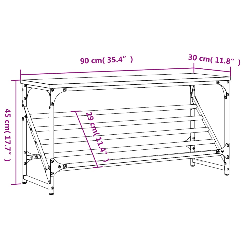 vidaXL Étagère à chaussures chêne sonoma 90x30x45 cm bois d'ingénierie