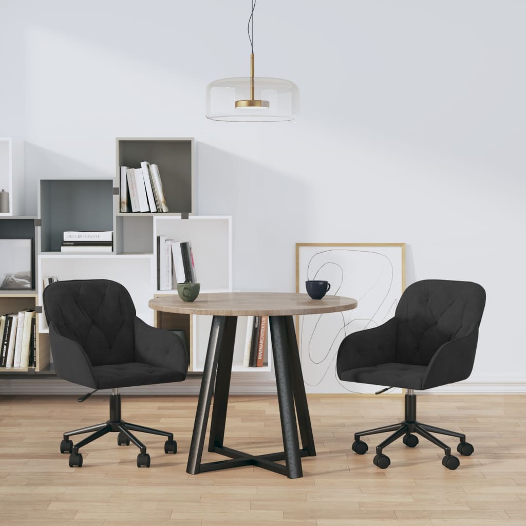 vidaXL Chaises pivotantes à manger lot de 2 Noir Velours