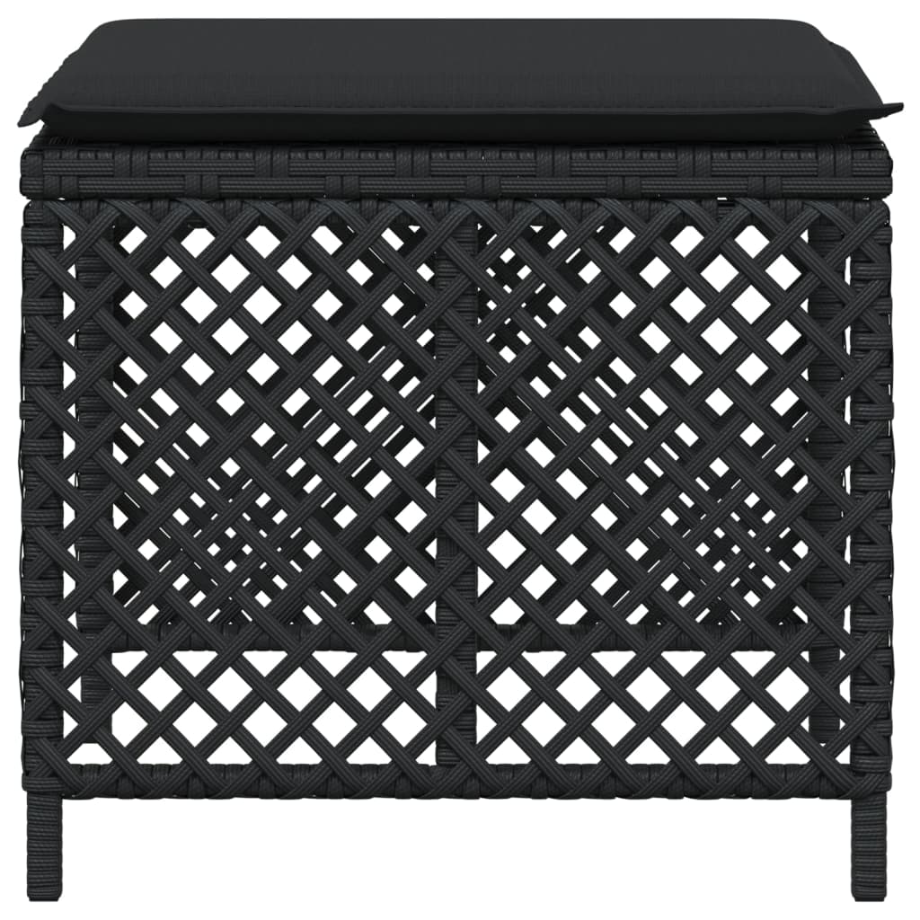 vidaXL Tabourets de jardin et coussins lot de 4 noir 41x41x36 cm rotin