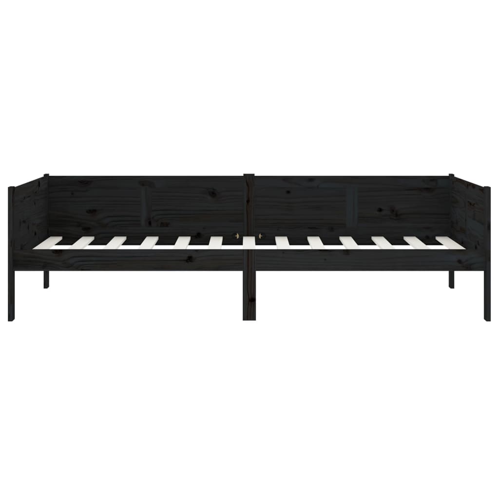 vidaXL Lit de jour sans matelas noir bois de pin massif 90x190 cm