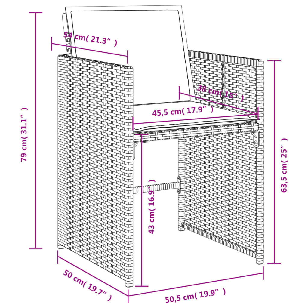 vidaXL Ensemble à manger de jardin 9pcs coussins noir résine tressée