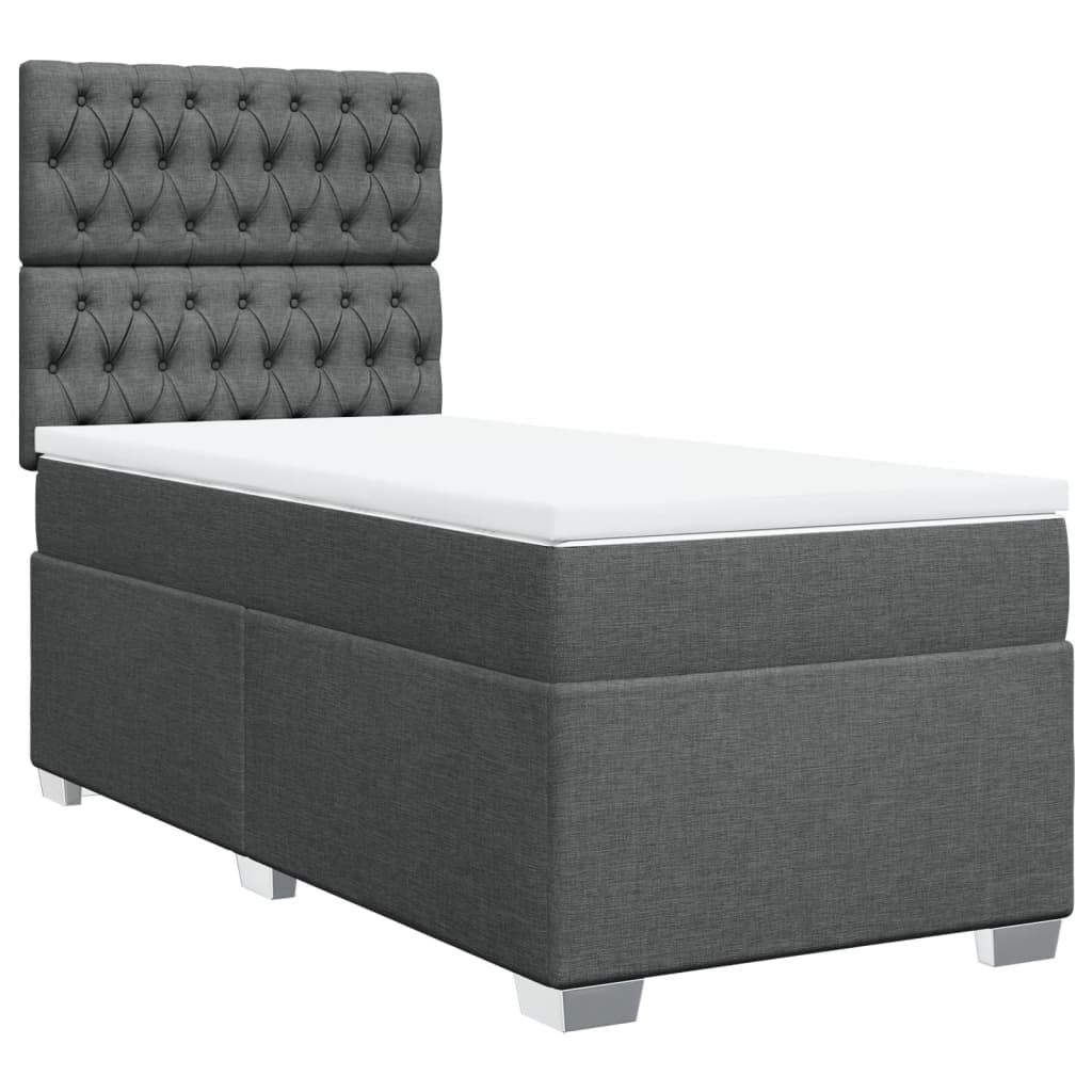 vidaXL Sommier à lattes de lit avec matelas Gris foncé 100x200cm Tissu