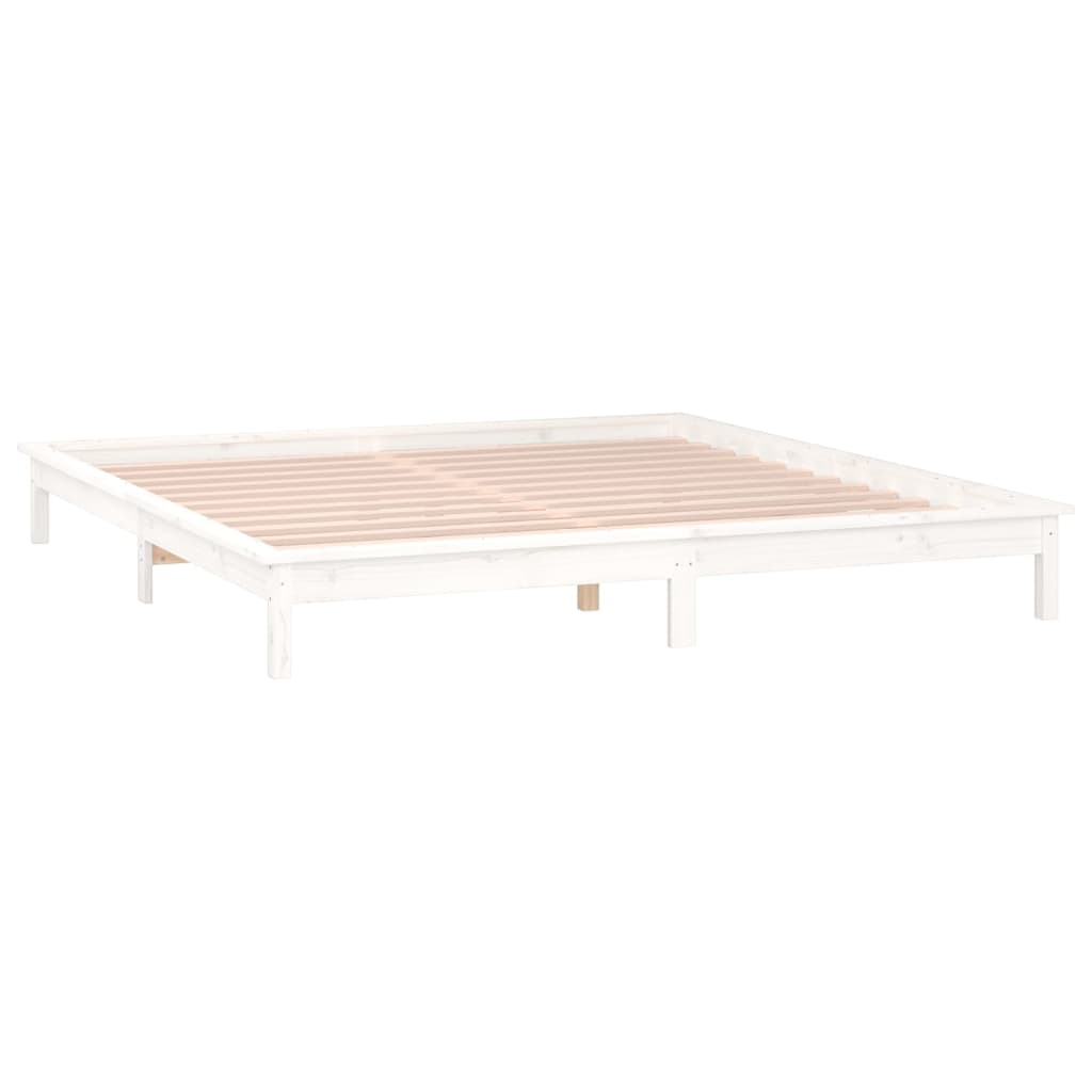 vidaXL Cadre de lit à LED sans matelas blanc 160x200 cm bois massif