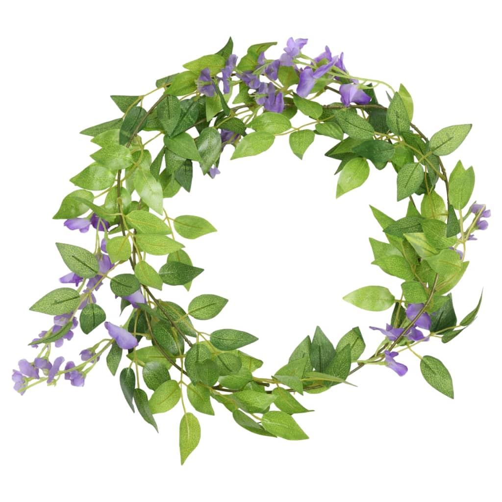 vidaXL Guirlandes de fleurs de Noël 6 pcs violet 200 cm