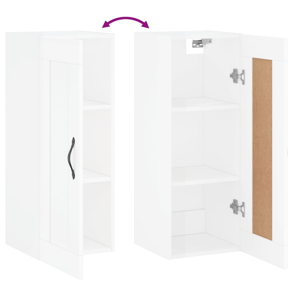 vidaXL Armoire murale blanc brillant 34,5x34x90 cm bois d'ingénierie