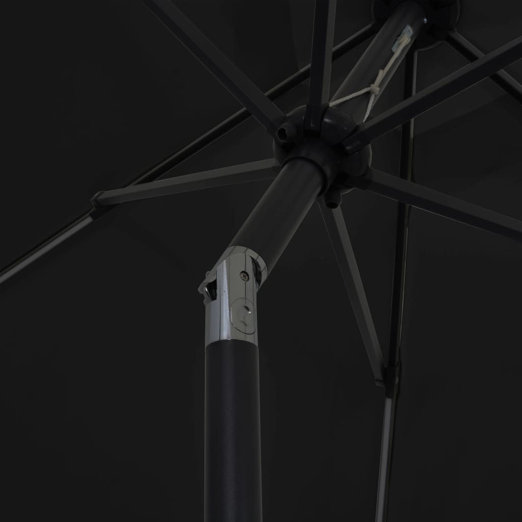 vidaXL Parasol de jardin avec lumières LED et mât en aluminium noir