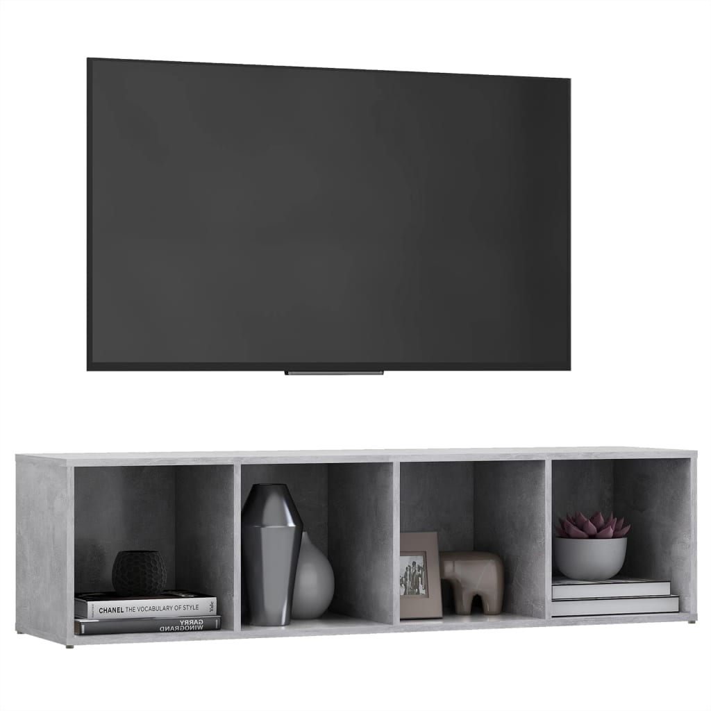 vidaXL Meuble TV gris béton 142,5x35x36,5 cm bois d’ingénierie