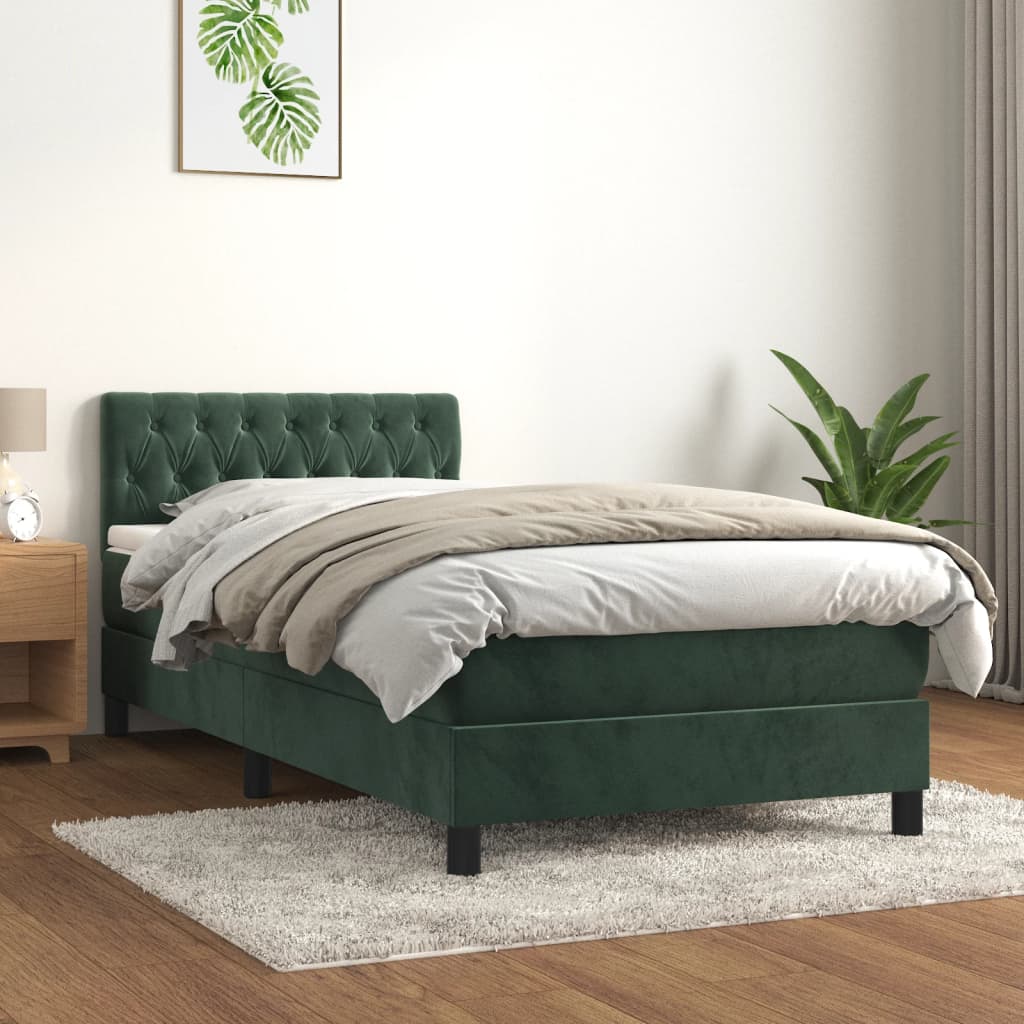 vidaXL Sommier à lattes de lit avec matelas Vert foncé 100x200 cm