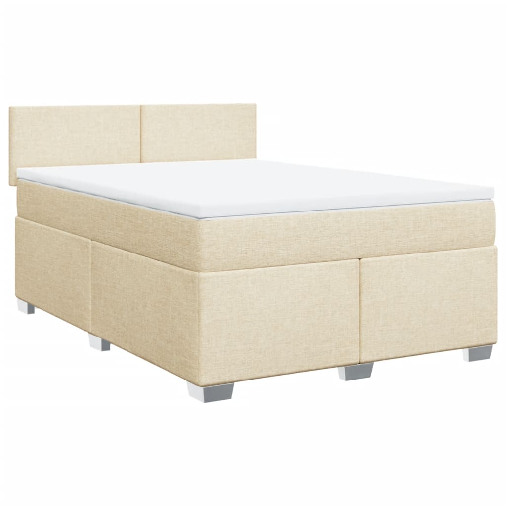 vidaXL Sommier à lattes de lit avec matelas Crème 160x200 cm Tissu