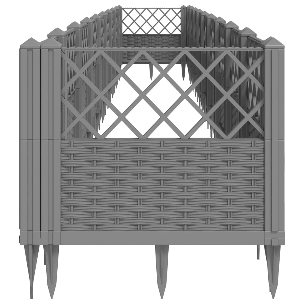 vidaXL Jardinière avec piquets gris clair 363,5x43,5x43,5 cm PP