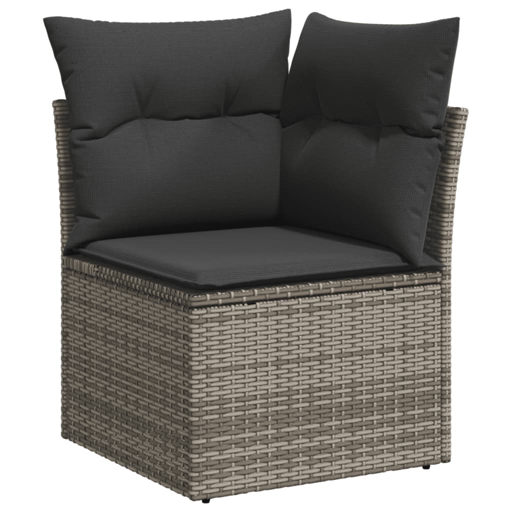 vidaXL Salon de jardin 9 pcs avec coussins gris résine tressée