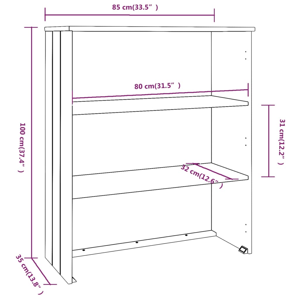 vidaXL Dessus de buffet HAMAR Gris clair 85x35x100 cm Bois de pin