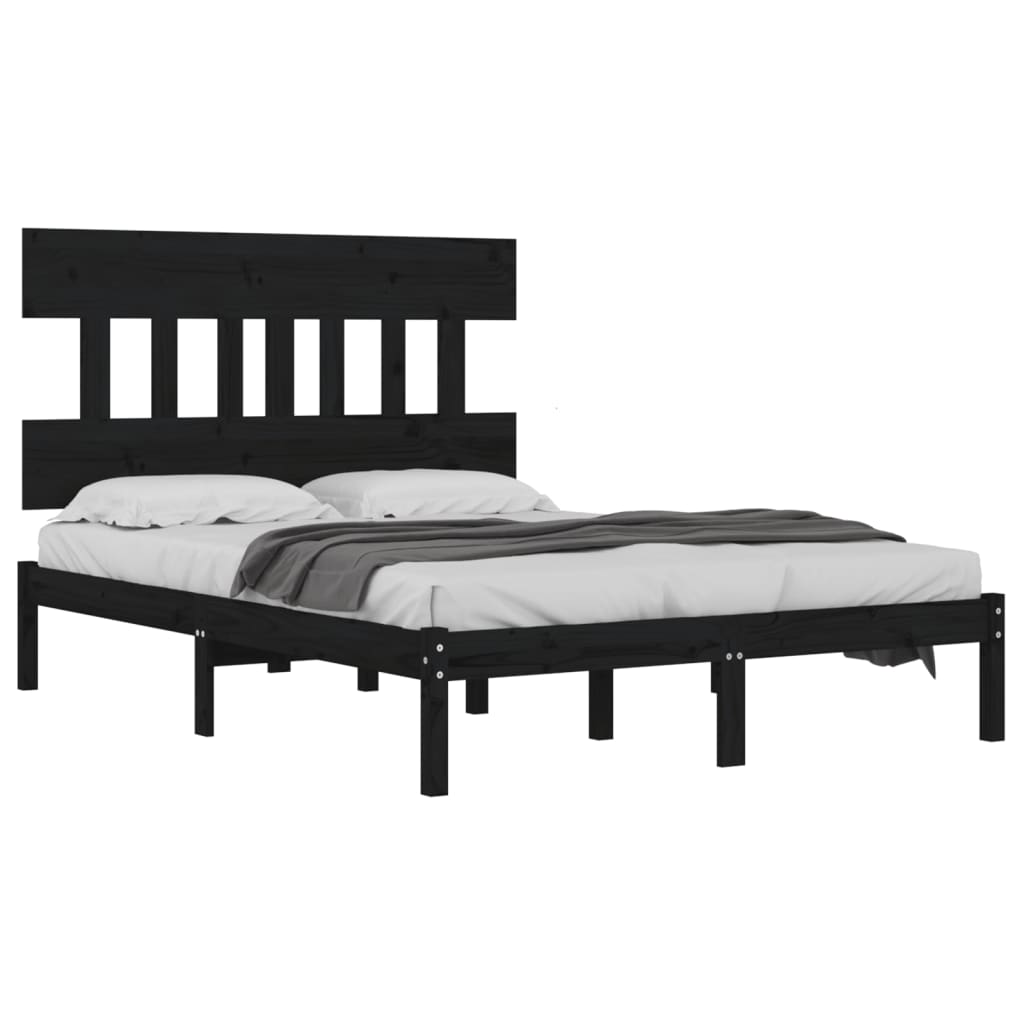 vidaXL Cadre de lit Noir Bois massif 180x200 cm Super King