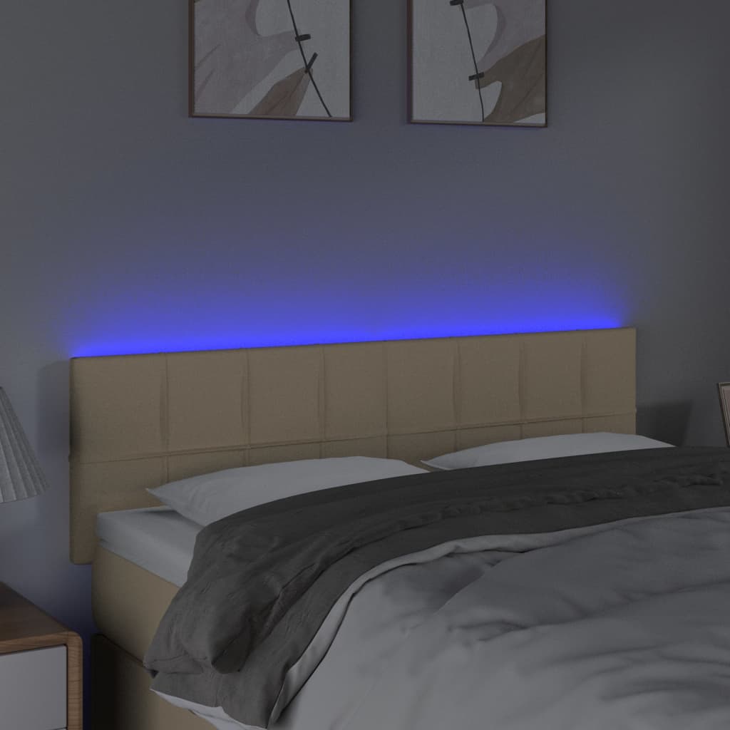 vidaXL Tête de lit à LED Crème 144x5x78/88 cm Tissu