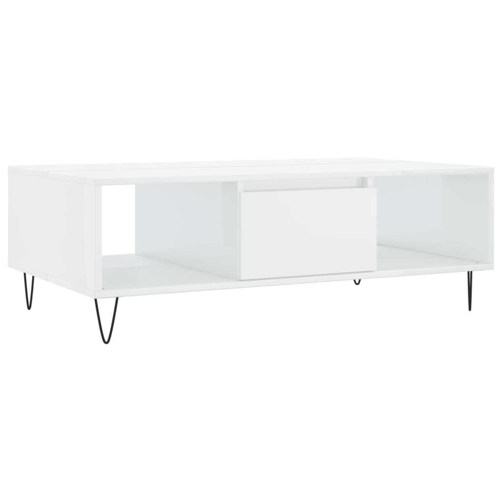 vidaXL Table basse blanc brillant 104x60x35 cm bois d'ingénierie