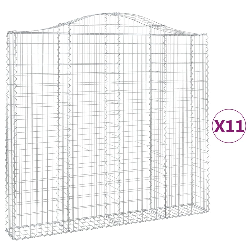 vidaXL Paniers à gabions arqués 11 pcs 200x30x180/200 cm Fer galvanisé