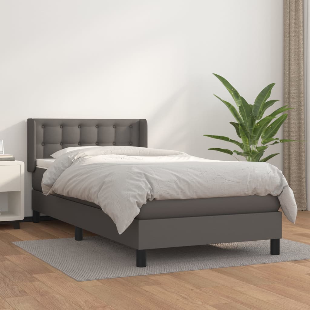 vidaXL Sommier à lattes de lit avec matelas Gris 90x200 cm Similicuir