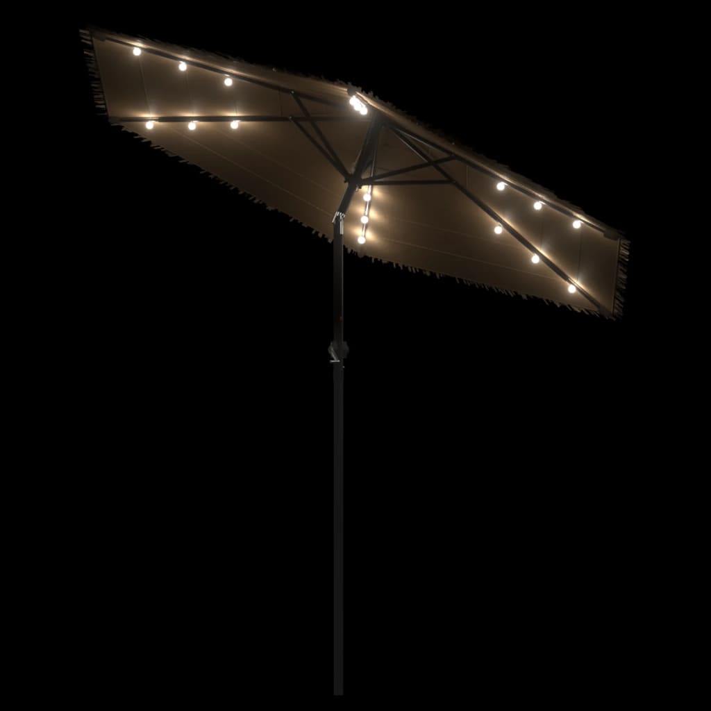 vidaXL Parasol de jardin avec LED et mât en acier marron 223x223x213cm