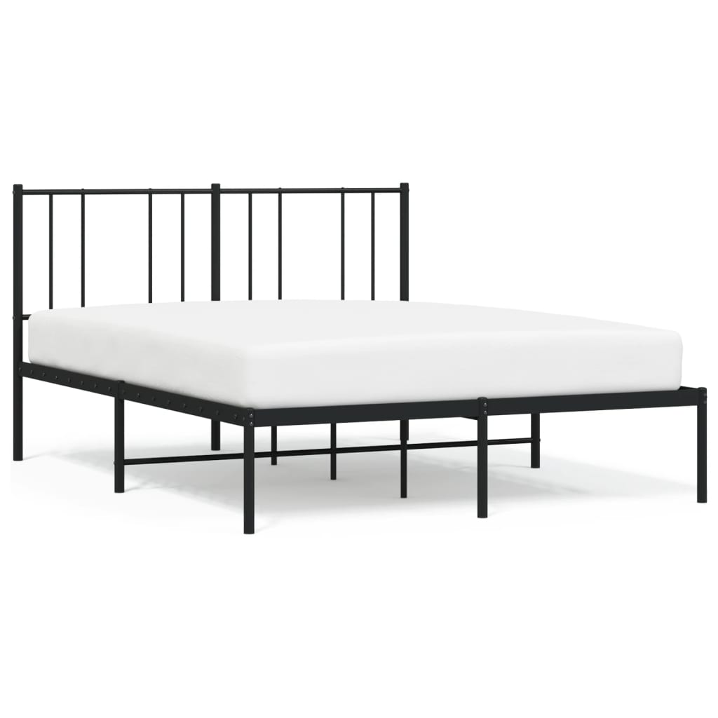 vidaXL Cadre de lit métal sans matelas avec tête de lit noir 120x190cm