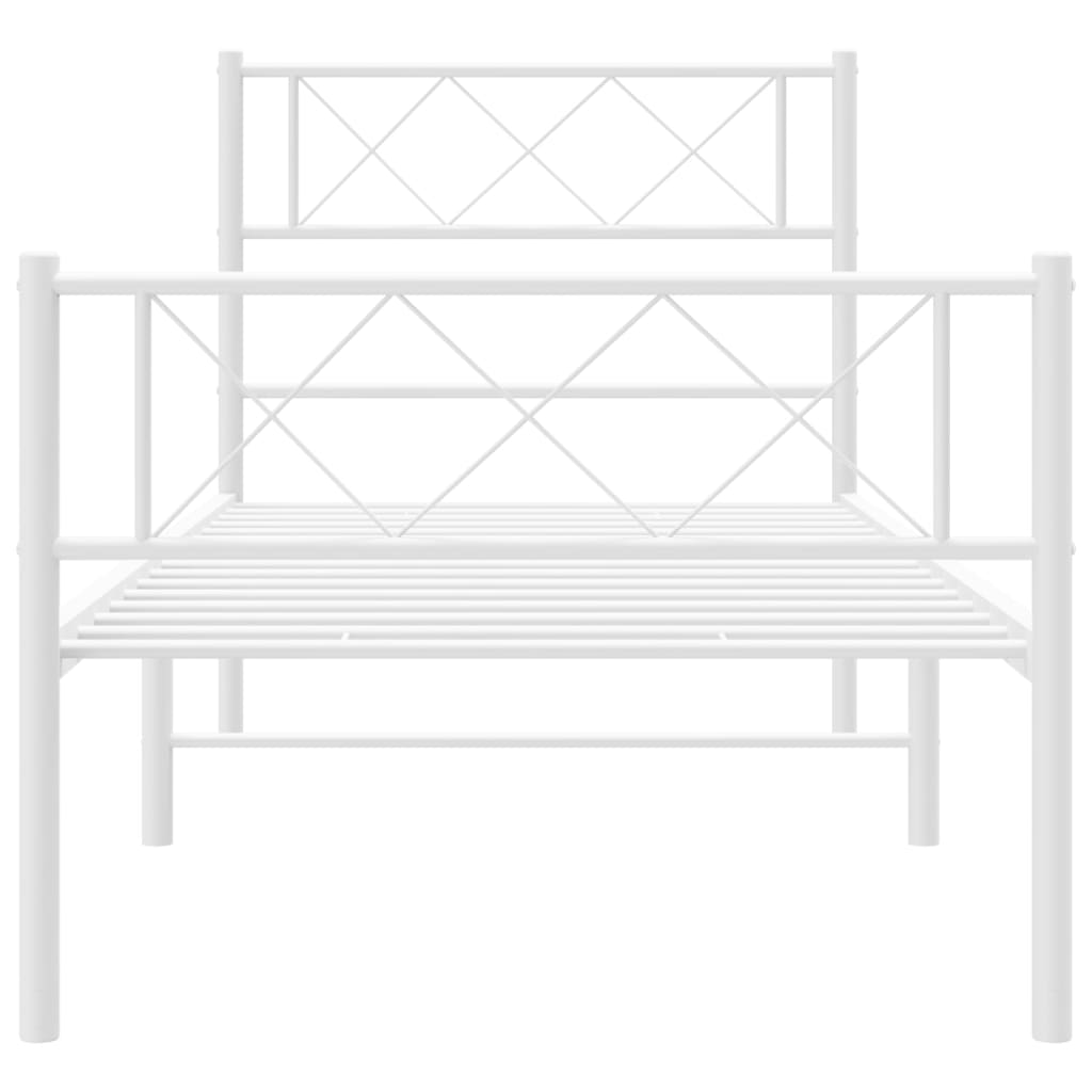 vidaXL Cadre de lit métal sans matelas avec pied de lit blanc 75x190cm