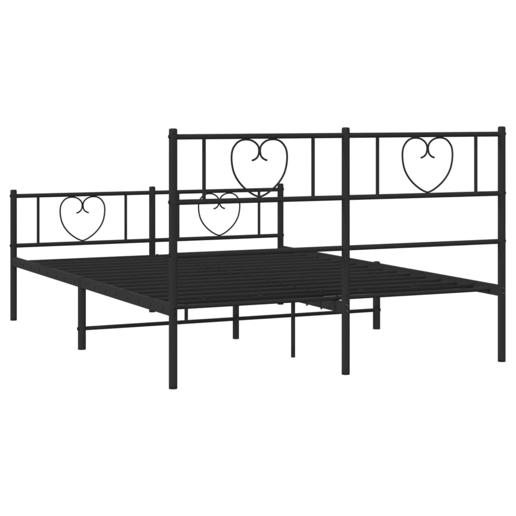 vidaXL Cadre de lit métal sans matelas avec pied de lit noir 150x200cm