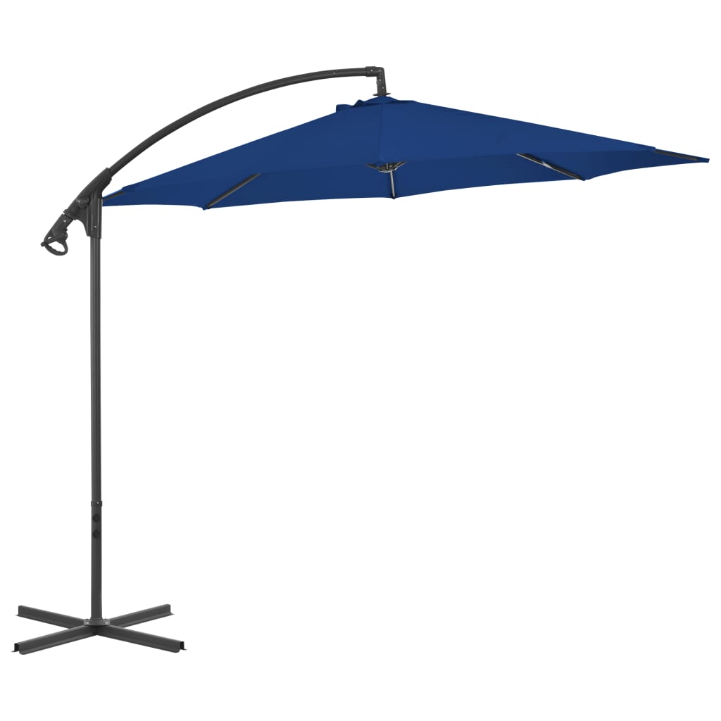 vidaXL Parasol déporté avec mât en acier 300 cm Bleu azuré