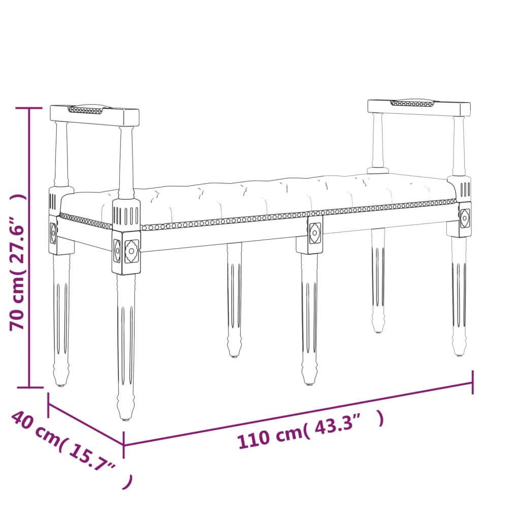 vidaXL Banc Noir 110x40x70 cm Velours