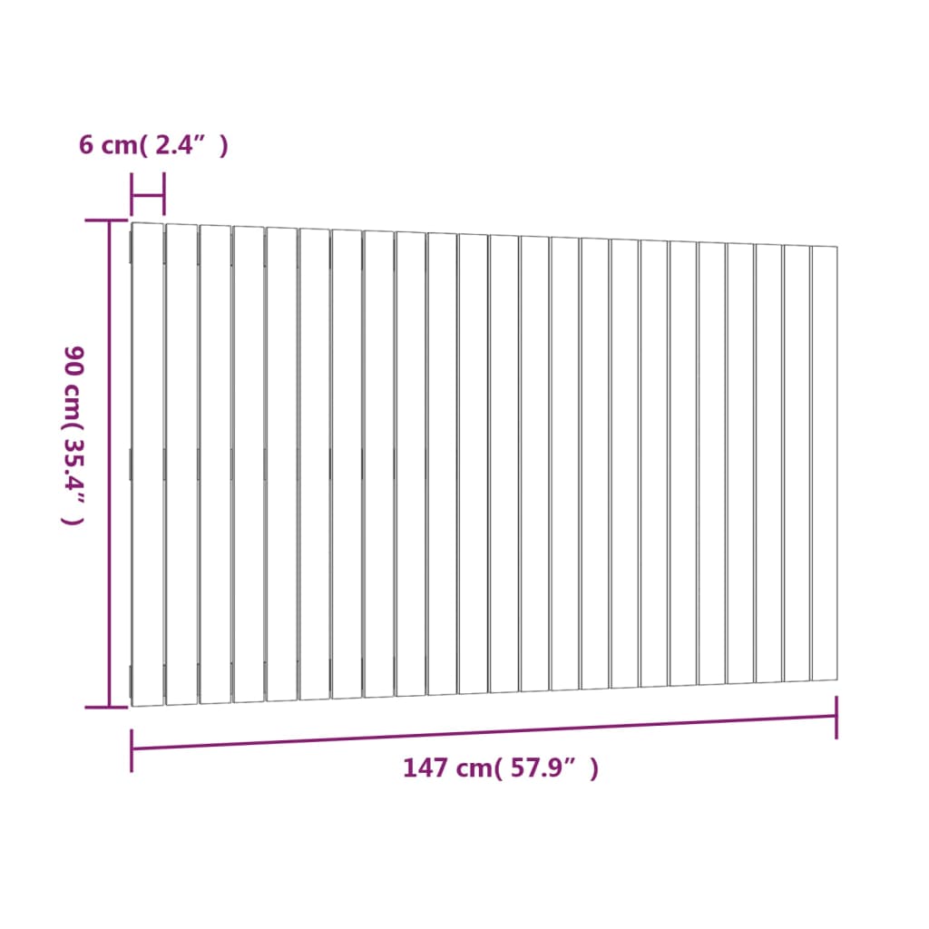 vidaXL Tête de lit murale 147x3x90 cm Bois massif de pin