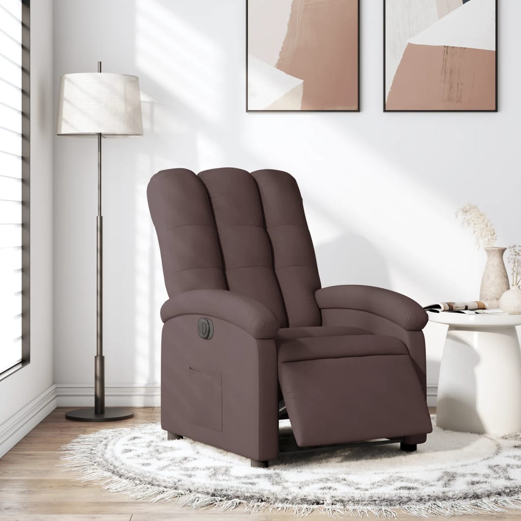 vidaXL Fauteuil inclinable électrique Marron foncé Tissu