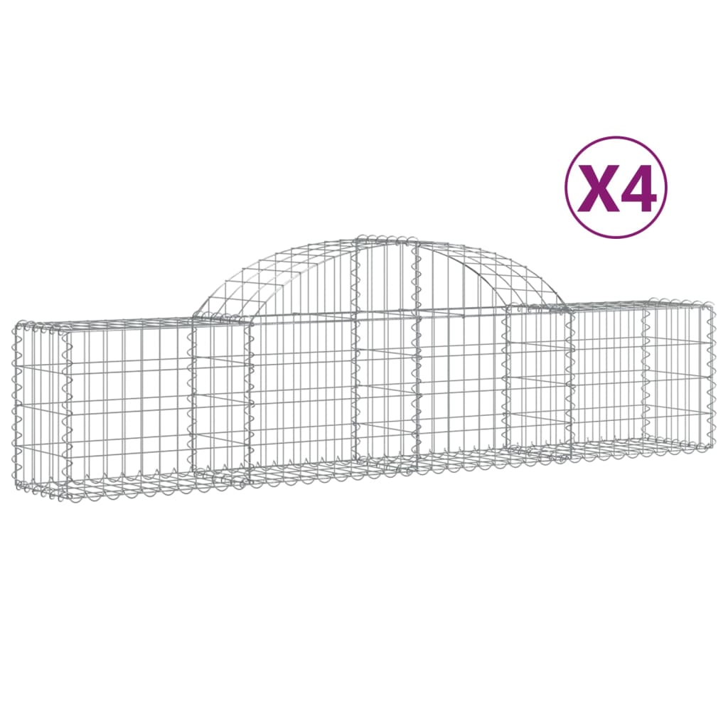 vidaXL Paniers à gabions arqués 4 pcs 200x30x40/60 cm Fer galvanisé