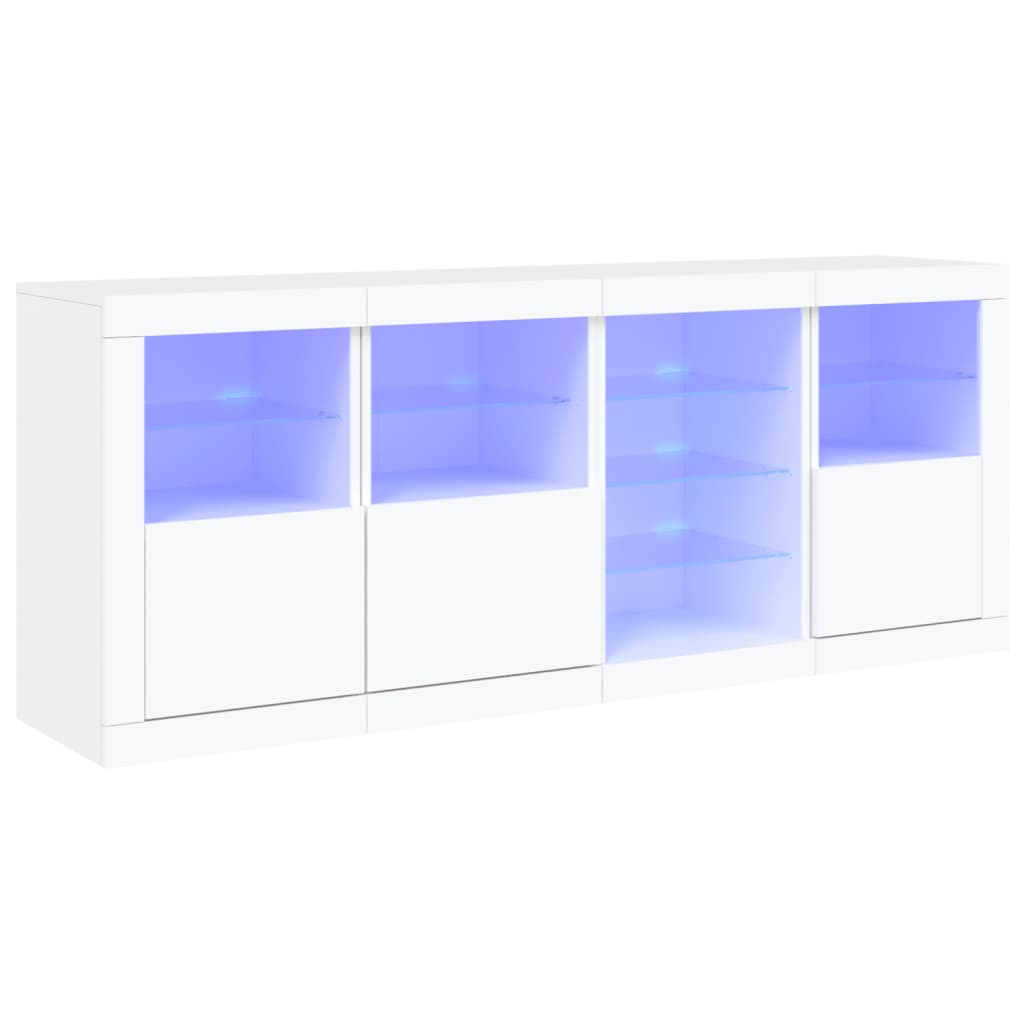 vidaXL Buffet avec lumières LED blanc 164x37x67 cm