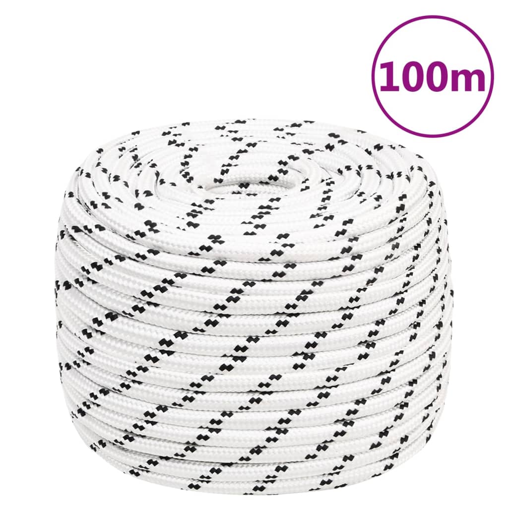 vidaXL Corde de bateau tressé Blanc 14 mmx100 m Polyester