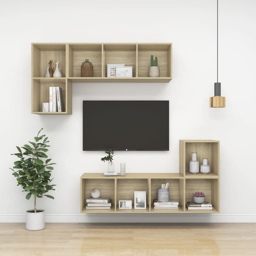 vidaXL Meuble TV mural Chêne sonoma 37x37x72 cm Bois d’ingénierie