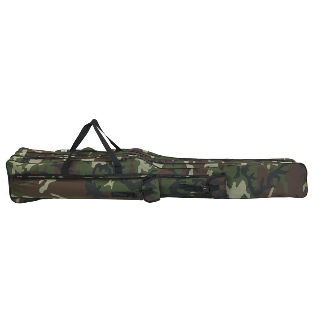 vidaXL Sac de canne à pêche vert camouflage 160 cm tissu oxford