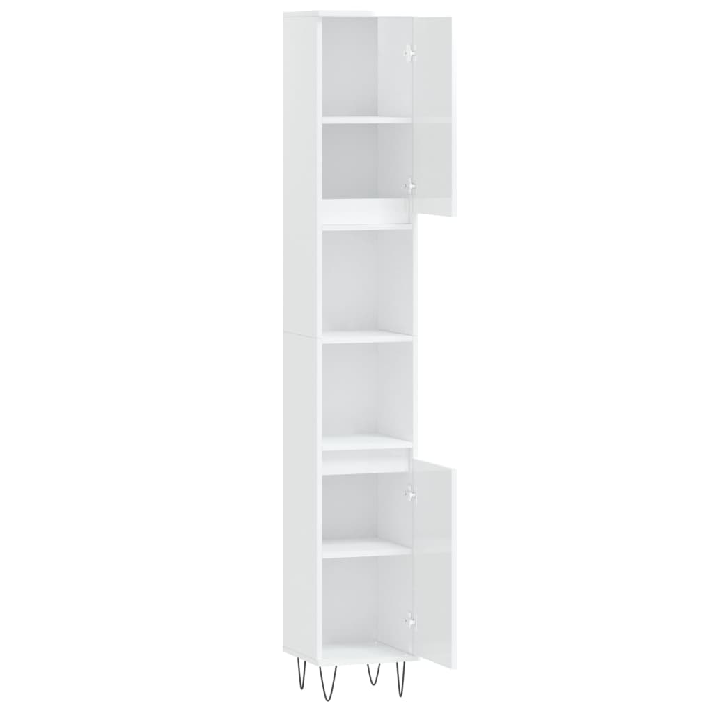 vidaXL Armoire de salle de bain blanc brillant 30x30x190 cm