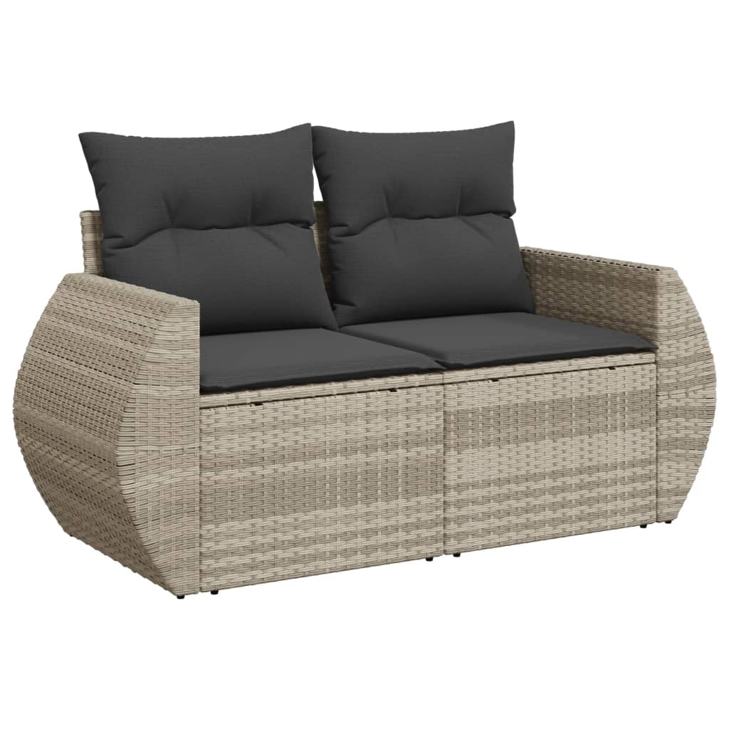 vidaXL Salon de jardin 4 pcs avec coussins gris clair résine tressée