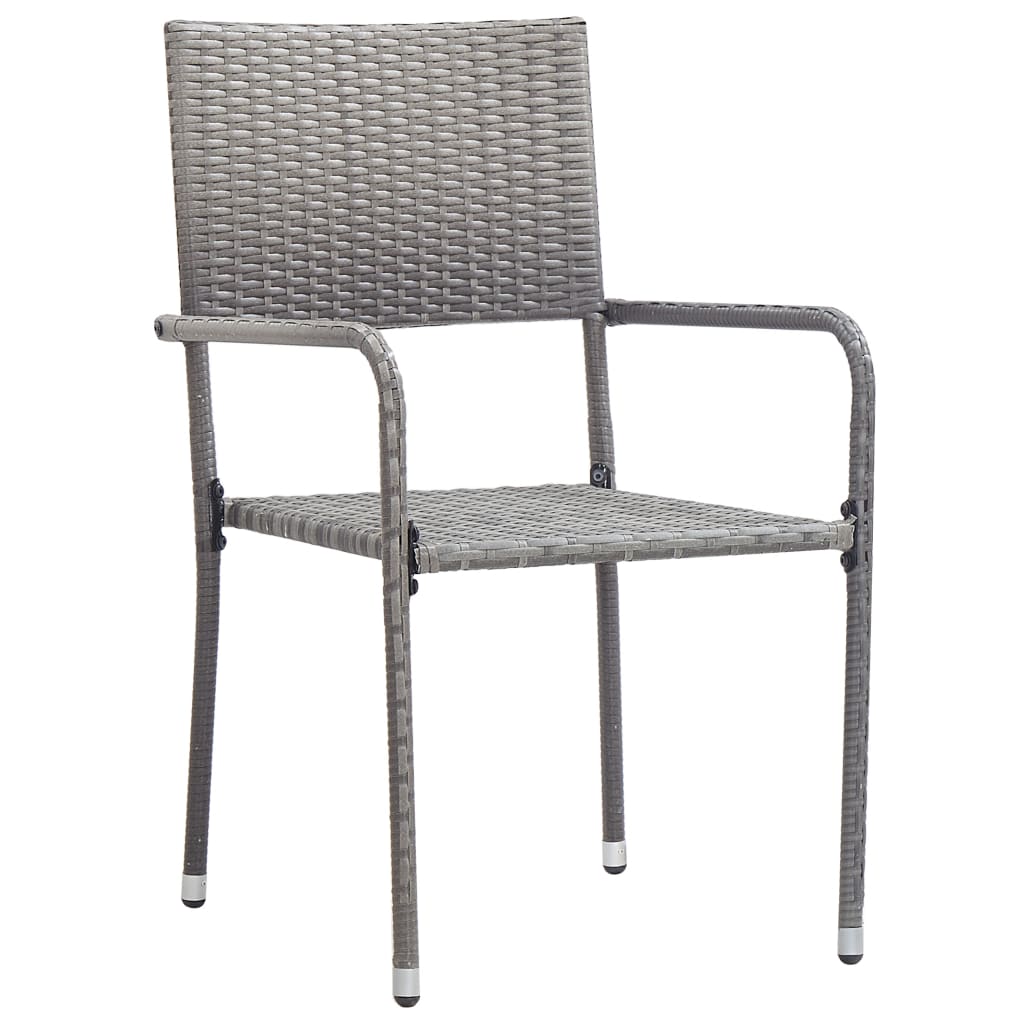 vidaXL Chaise à dîner de jardin empilable lot de 2 gris résine tressée