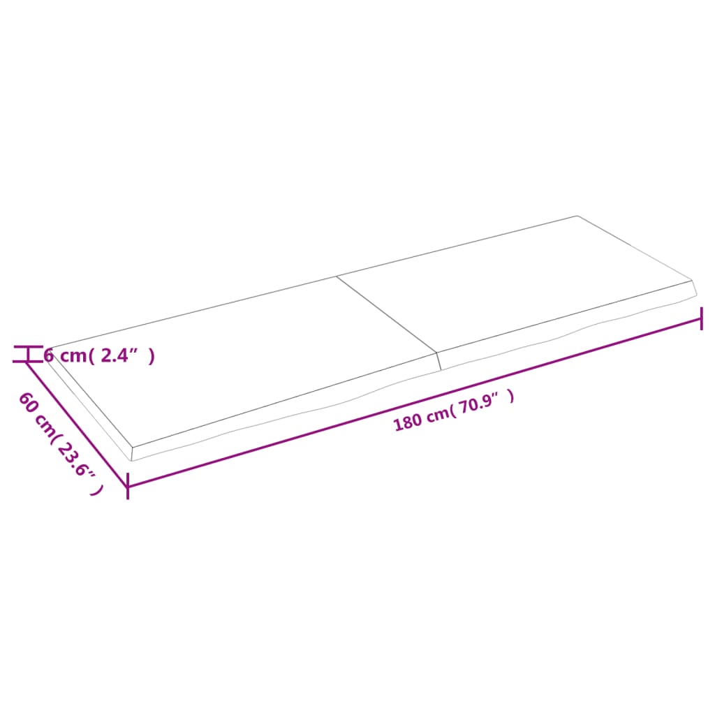 vidaXL Dessus de table marron foncé bois chêne massif traité