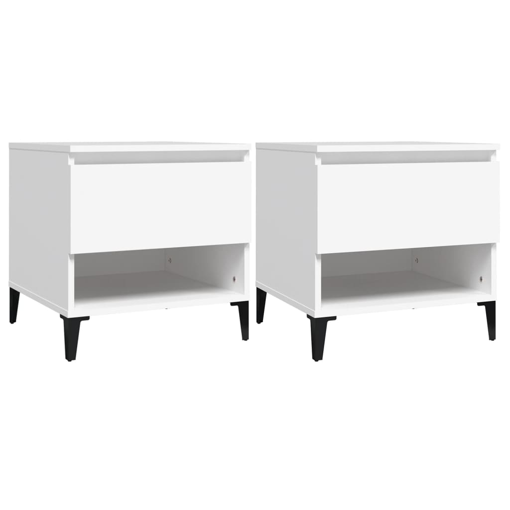 vidaXL Tables d'appoint 2 pcs Blanc 50x46x50 cm Bois d’ingénierie