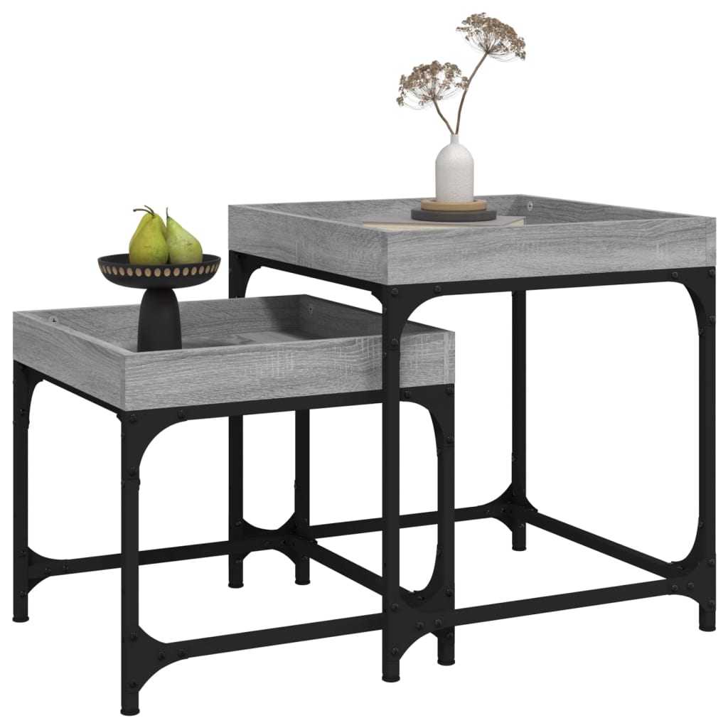 vidaXL Tables d'appoint 2 pcs Sonoma gris Bois d'ingénierie