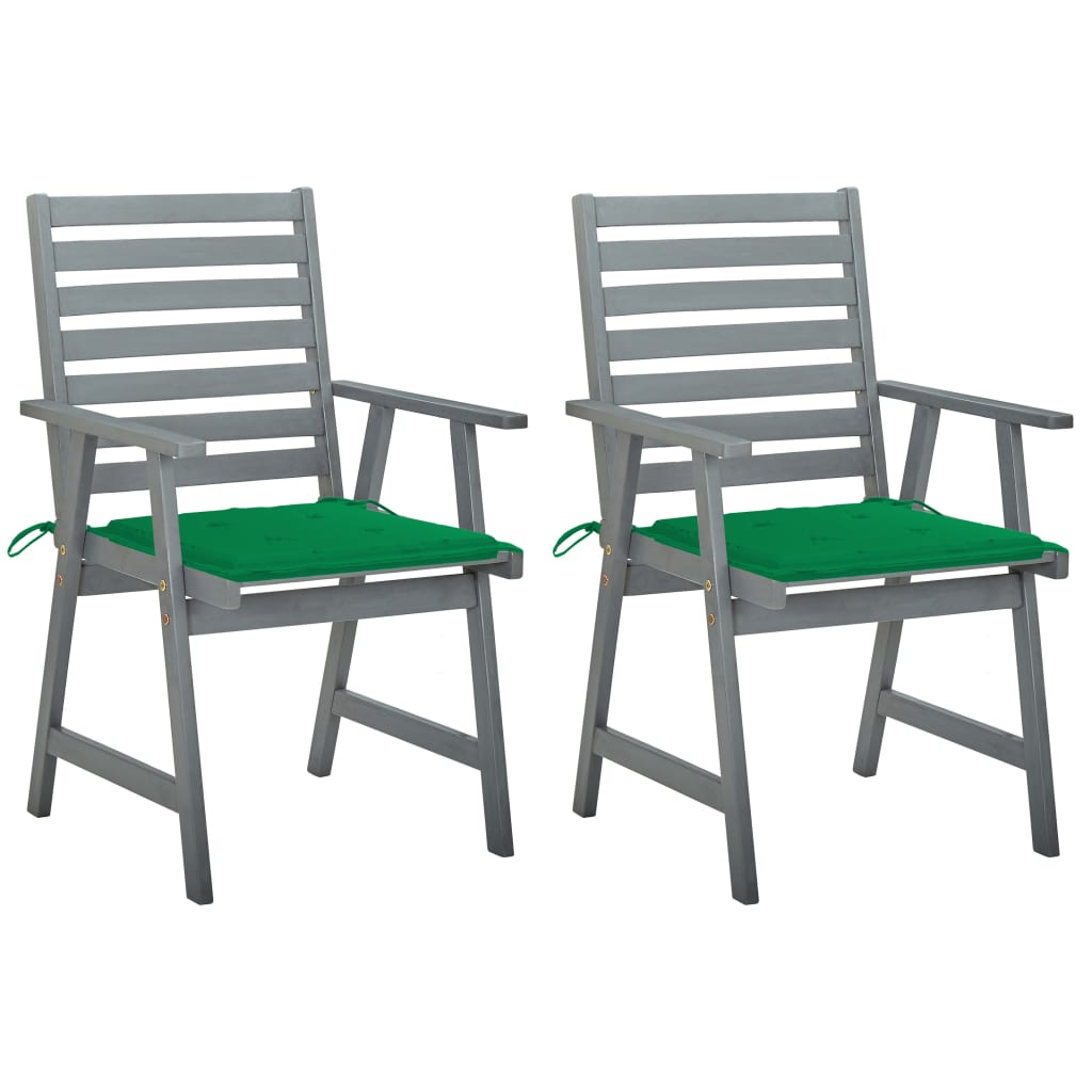 vidaXL Chaises à manger d'extérieur lot de 2 et coussins Acacia massif