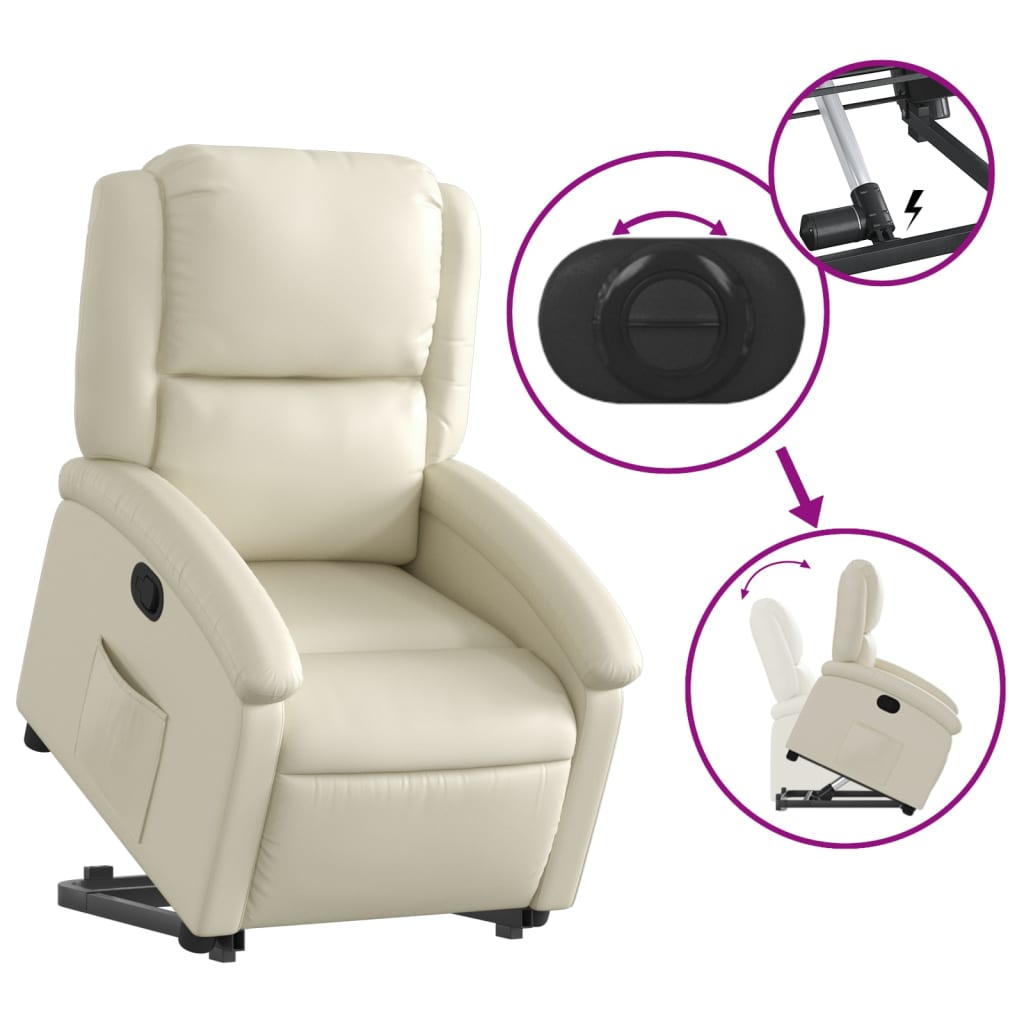 vidaXL Fauteuil inclinable Crème Similicuir