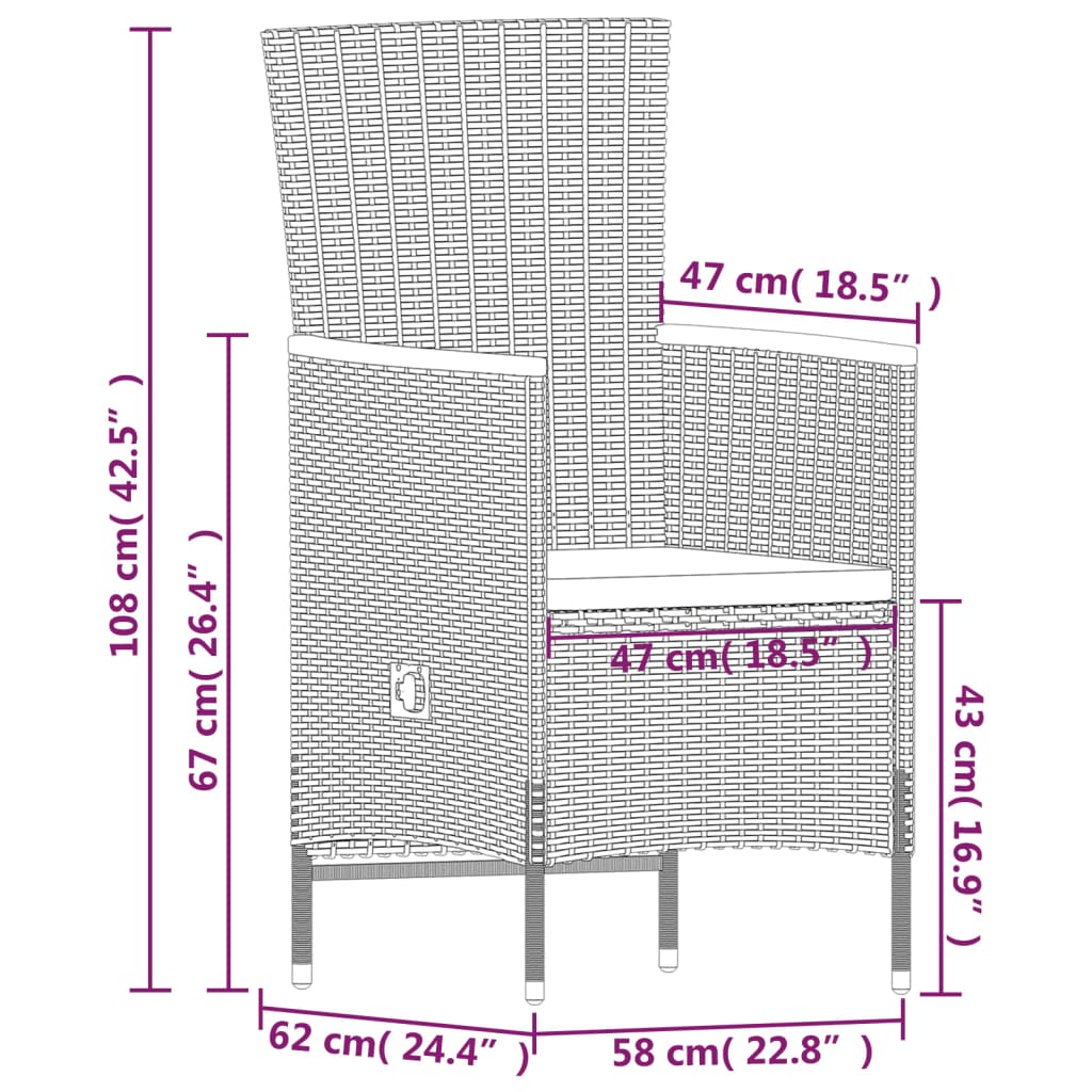 vidaXL Ensemble à manger de jardin avec coussins 9 pcs Gris